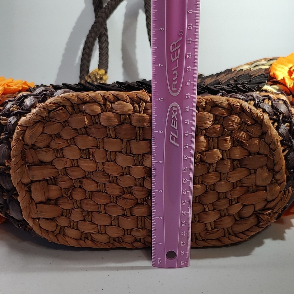 Chico's Brown and Orange Tote with Rosette Accents - Picture 15 of 16